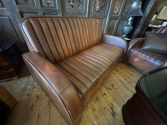 Image 1 of Art Deco sheepskin sofa. 3+1+1