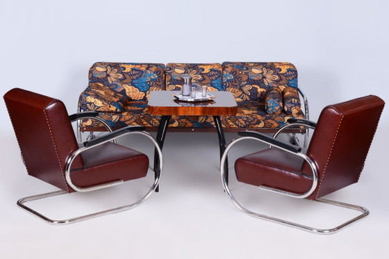 Sofá Bauhaus restaurado, de Robert Slezak, madera de haya, República Checa, década de 1930. – Metal, Textile (photo 3 of 23)