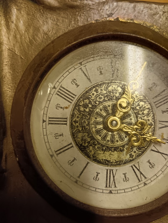 Image 1 of Sculpturaal werk met een Wehrle-klok uit de jaren 1940 en 1950 - Art Deco