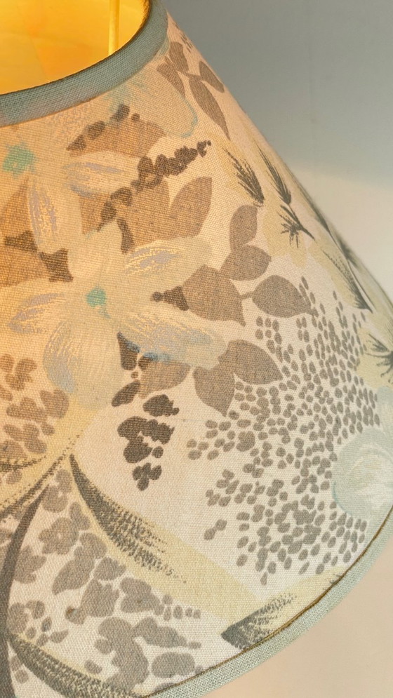 Image 1 of Vintage Pine Lamp with Floral Shade