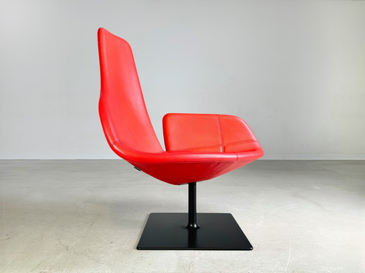 Original Moroso Armchair Leather Red Patricia Urquiola Swivel Ii