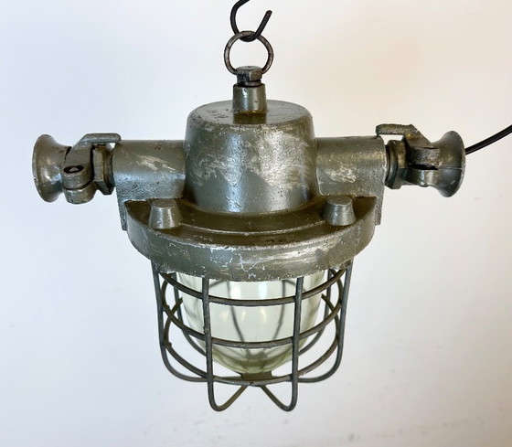 Image 1 of Industrial Cast Aluminium Cage Pendant Light, 1960s