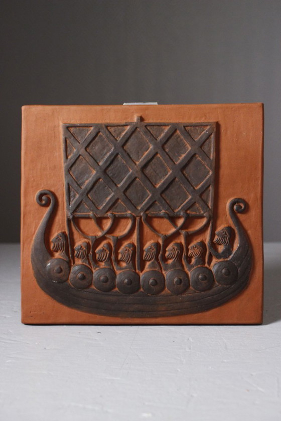 Thyssen Keramik Denemarken jaren 1950 - Viking Drakkar decoratieve tegelset – Wanddecoratie, Ceramic (photo 3 of 11)