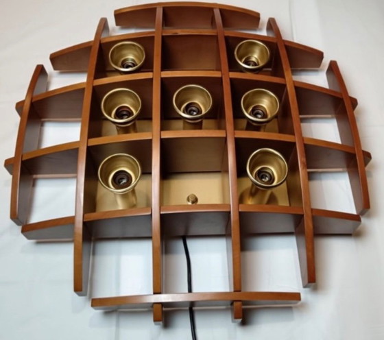 Iconica Wood Flush Mount Lamp with Angelo Brotto for Esperia – Wall lights, Brass (photo 27 of 30)