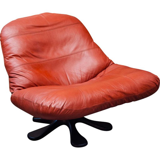 Fauteuil vintage en cuir et fibre de verre, 1970