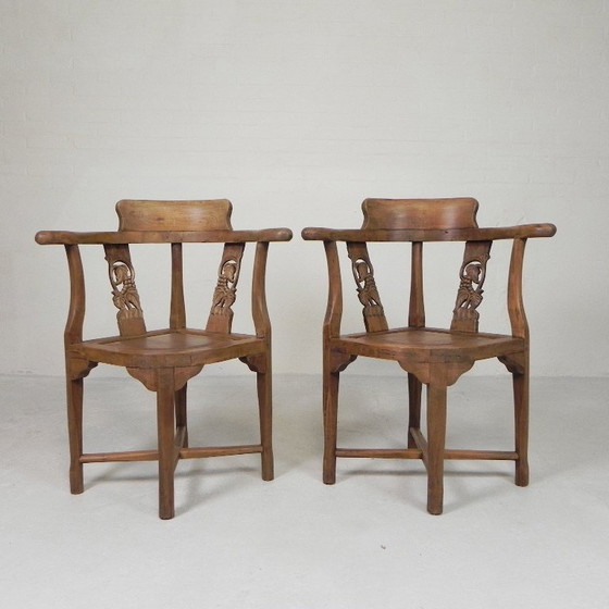 Image 1 of Set aus 2 Eckstühlen aus Teakholz, 1980er Jahre