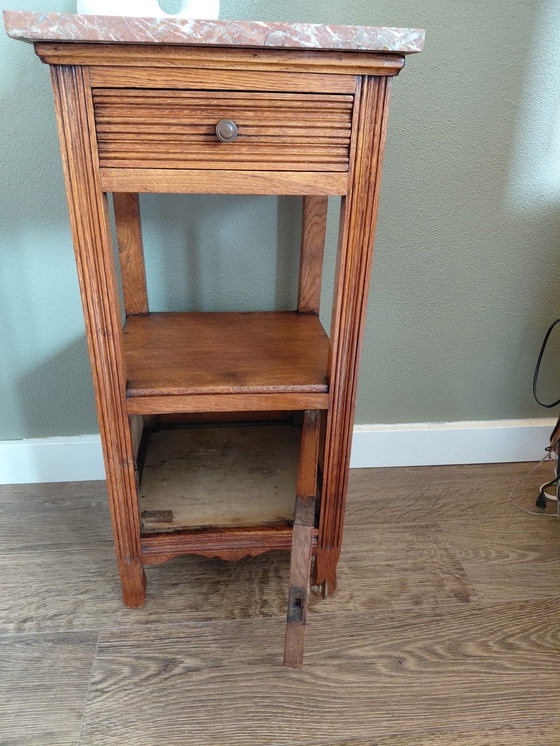 Image 1 of Art Deco bedside table with marble top
