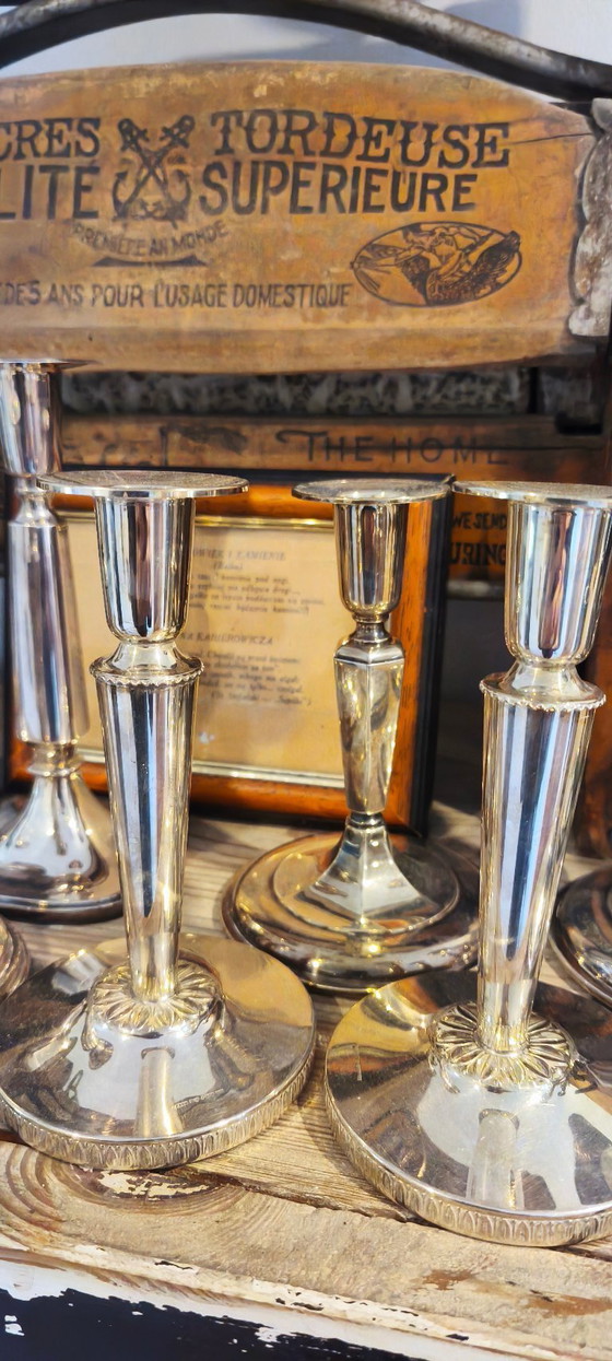 Image 1 of Silver candlesticks, 5 pairs, 10 pcs.