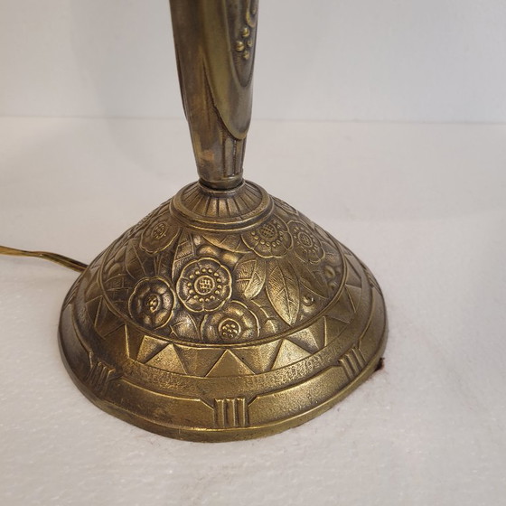 Image 1 of Table lamp, bronze and bent glass, Muller Frères, Art Deco, 30's – Luneville, France