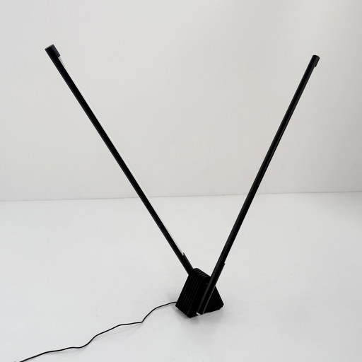 Black Sistema Flu Floor Lamp by Rodolfo Bonetto for Luci Italia, 1980s
