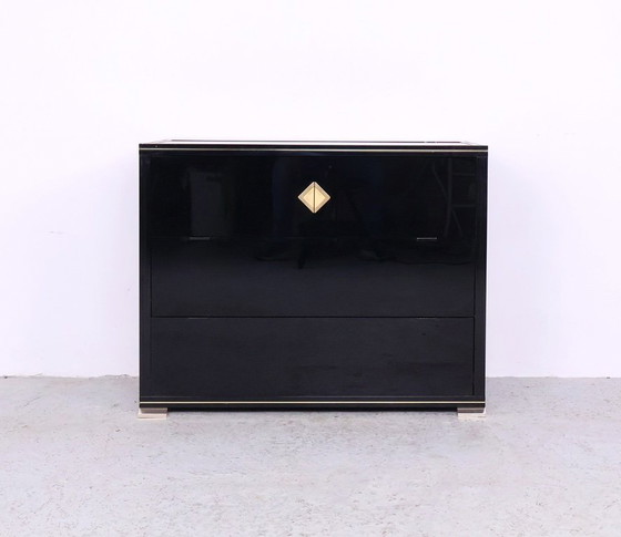Image 1 of Black and gold Art Deco cabinets by Pierre Vandel, 1970s