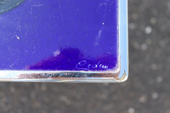 Image 1 of Vintage ceramic and steel coffee table