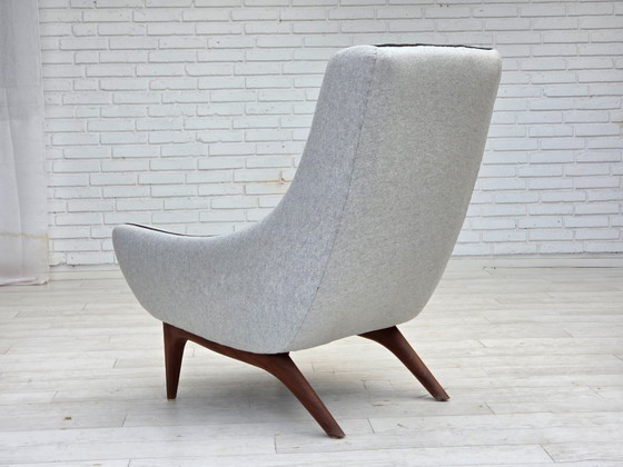 Image 1 of 1960er Jahre, dänisches Design von Illum Wikkelsø, Modell ML 140, Hocker, neu gepolstert.