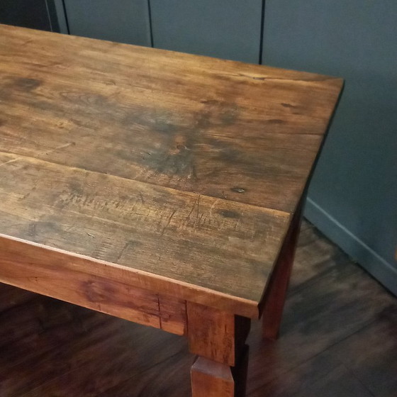 Dining table, Side table Antique French farmhouse table made of fruitwood (photo 7 of 16)