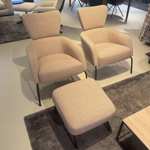 Fauteuil Harvink Clip (lot de 2) avec repose-pieds