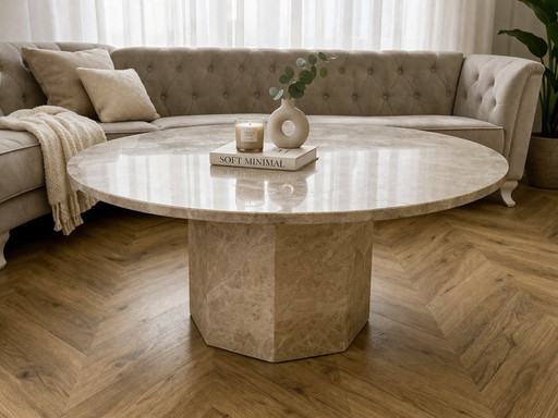 Custom-made genuine beige marble table – 100 kg
