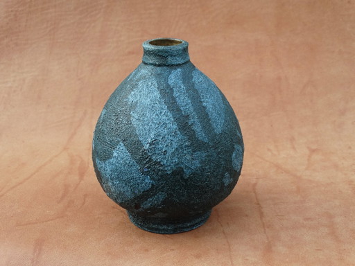 Gerhard Liebenthron (1925-2005, Atelier-Keramik 1969, Blaue Rauhe Vase