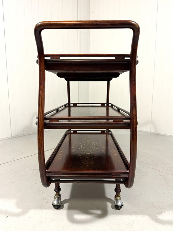 Image 1 of Carrello di servizio italiano in teak con ottone, anni '30-'40