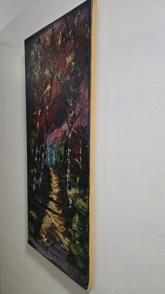 Original Impressionist Impasto Oil Painting by R.G. van Wezel (Verified History) 30x70cm (photo 3 of 14)