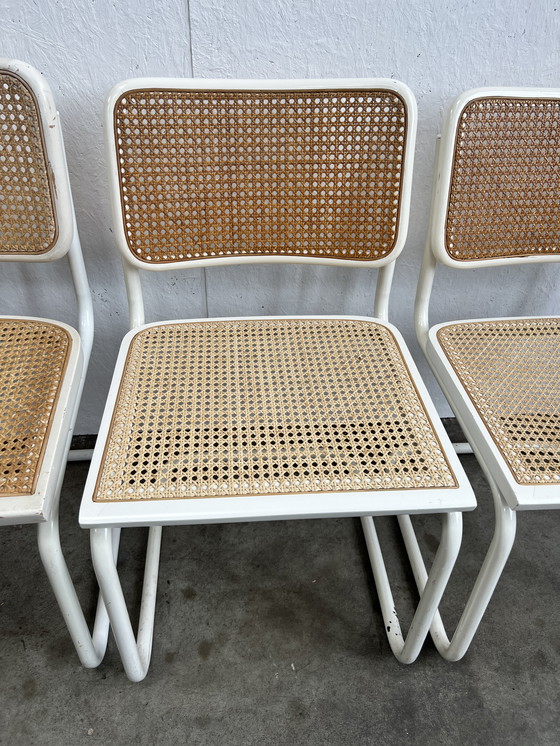 Image 1 of Six Vintage Cesca Design Chairs, White Finish, 1980's