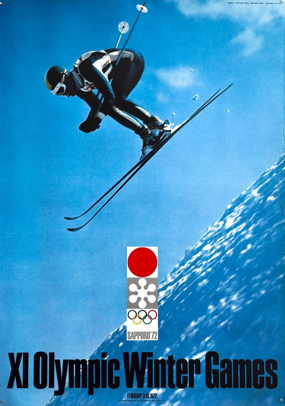 Image 1 of ⛷️Yusaku Kamekura - Original XI Olympic Winter Games, Sapporo ’72 B1 Poster | 103 x 73cm | Japan Plakat