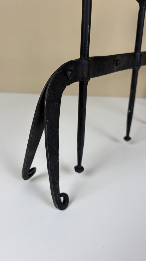 Vintage Grote Zwart Metalen Brutalist Gehamerde Tafel Kandelaar Voor 4 Diner Kaarsen – Kandelaars en kaarsen (photo 4 of 12)
