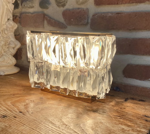 Vintage kristallen prisma wandlamp in Palwa-stijl, jaren 70.