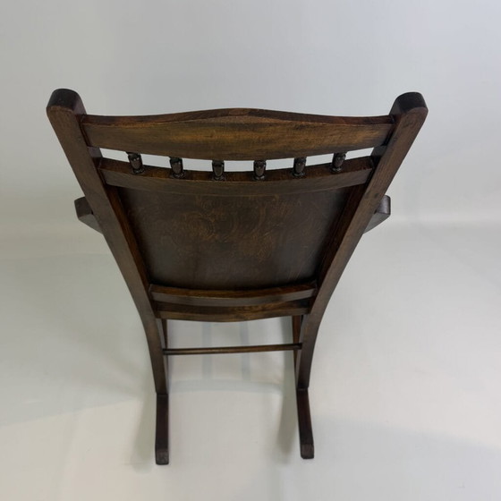 Antique Edwardian ‘pressed back’ rocking chair – Wood (photo 13 of 14)