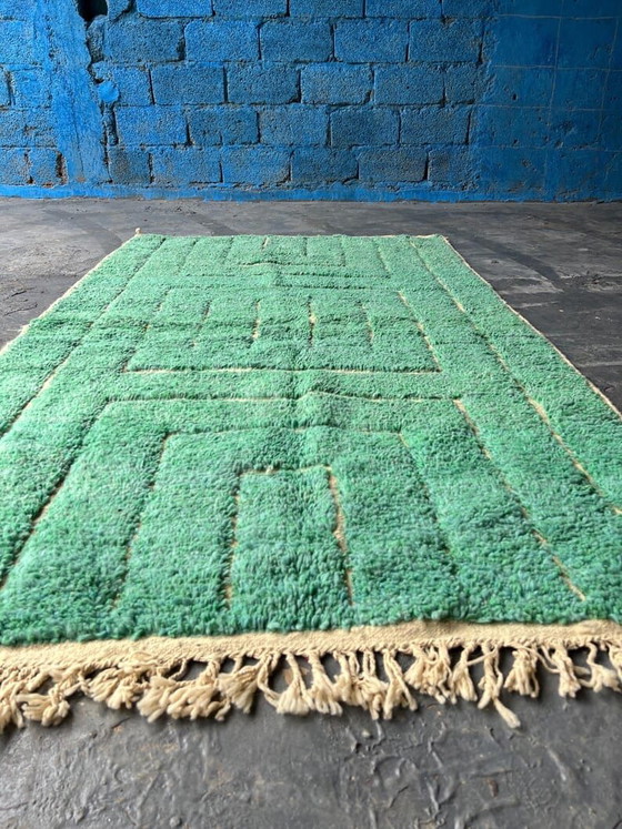 Tapis En Laine Traditionnelle Artisanale Fait Main Vert 1,5-2,5 M – Alberto Bazzani, Wool (photo 5 of 7)