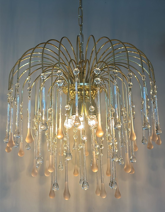 Image 1 of Vintage Italian Teardrop lampadario a sospensione lampada a sospensione rosa