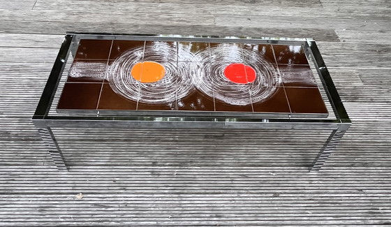 Image 1 of Coffee table 70s , ceramic tiles with chrome
