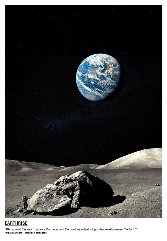 Image 1 of We come here to explore the Moon and finally discover the Earth - Poster 70x100 cm