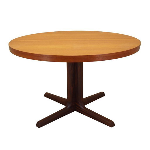 Ronde teakhouten tafel, Deens ontwerp, jaren 1970, productie: Denemarken