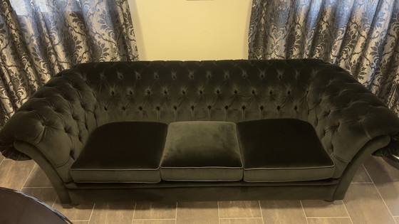 Image 1 of Precioso sofá de 3 plazas de terciopelo negro