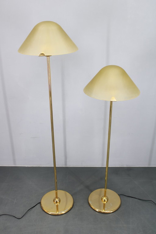 1980s Pair of VeArt-Murano Floor Lamps in Brass Finish ,Italy 
