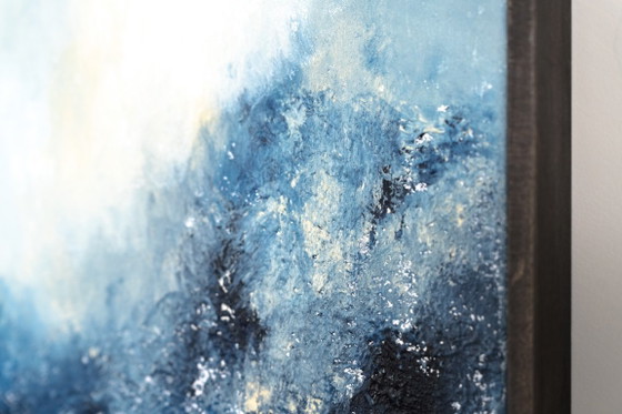 Original Framed Blue Abstract Landscape Painting, Acrylic on Canvas - I Was Looking for This (photo 11 of 19)