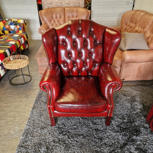Chesterfield Lord Armchair Antique Red