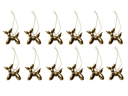 Set Of 12 Gold Porcelain Balloon Dogs