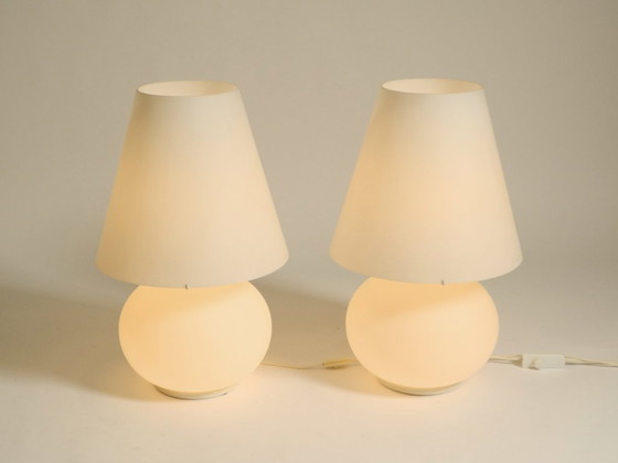 Image 1 of Two large original 1980s Leucos Paralume table lamps, made in Italy | height 73 cm | 28,7"