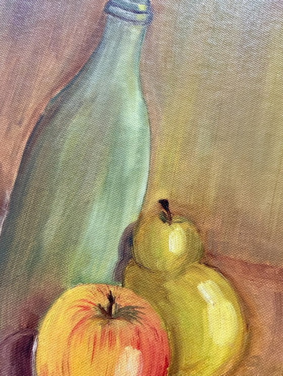 Image 1 of Antique still life painting, oil on cardboard and canvas