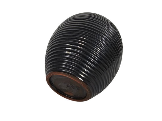 Image 1 of Nagtegaal Utrecht - design Ambrosius Nagtegaal - ribbed vase - model 234 - black - 1955/60