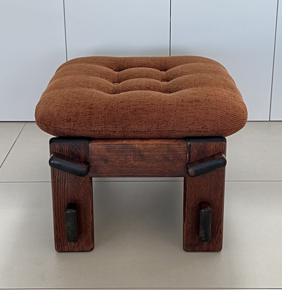 Image 1 of Scandinavian oak armchair and ottoman, 60s