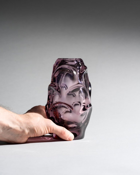 Image 1 of Mid-Century Glass Duo Jan Beránek Škrdlovice Sculptural Mastery in Lilac & Pink