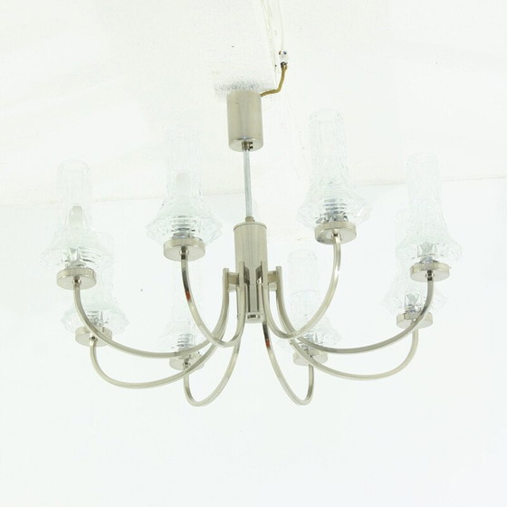 Image 1 of Eight-armed crystal glass chandelier - 1960s