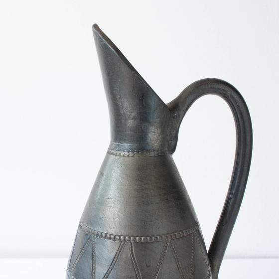Image 1 of Vintage Handmade Black Pottery Vase from Bisalhaes, 1960's