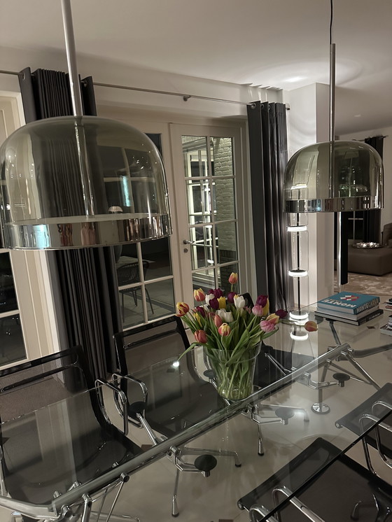 Image 1 of Dos lámparas colgantes de gas de combustión Equatore de Fontana Arte.