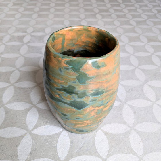 Image 1 of Ceramic vase with abstract "Water Lilies" decoration