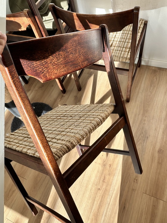 4x Sedie vintage Mid-Century – Sedie da pranzo, Tessile, Legno (photo 3 of 6)