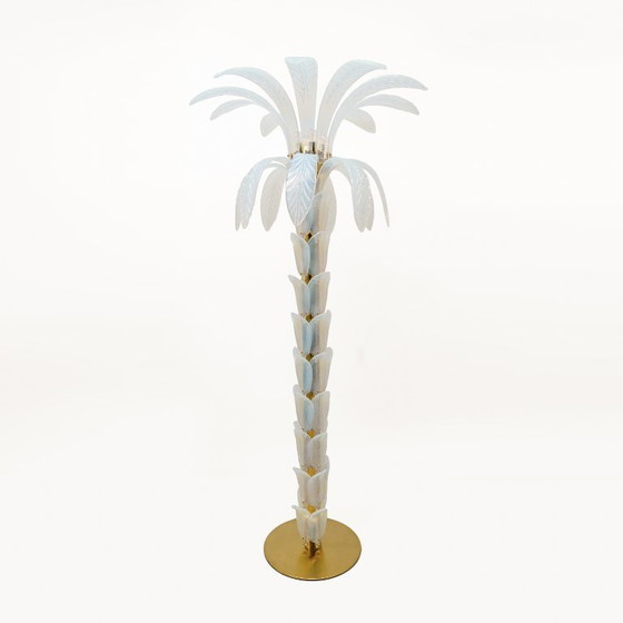 Image 1 of Pair of Iridescent Murano Glass Palm Tree Floor Lamps