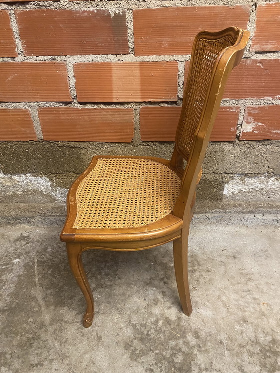 Image 1 of Chaise Régence Ancienne Style LOUIS XV Bois + Cannage Vintage #D397